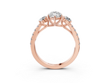 Rose gold Marquise Cut Three-Stone Diamond Pave Band with Prong Setting_88