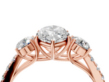 Rose gold Marquise Cut Three-Stone Diamond Pave Band with Prong Setting_89