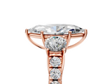 Rose gold Marquise Cut Three-Stone Diamond Pave Band with Prong Setting_90