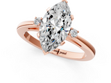 Rose gold Marquise Cut Three-Stone Solitaire Ring with Round Accent Diamonds and Four-Prong Setting_33