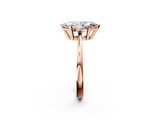 Rose gold Marquise Cut Three-Stone Solitaire Ring with Round Accent Diamonds and Four-Prong Setting_34