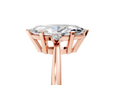 Rose gold Marquise Cut Three-Stone Solitaire Ring with Round Accent Diamonds and Four-Prong Setting_37