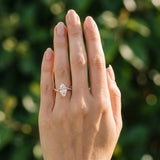 Rose gold Marquise Cut Twist Band Solitaire Diamond Ring with Pavé Setting_12