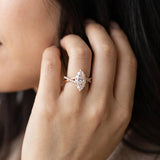 Rose gold Marquise Cut Twist Band Solitaire Diamond Ring with Pavé Setting_14