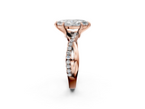 Rose gold Marquise Cut Twist Band Solitaire Diamond Ring with Pavé Setting_17