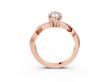 Rose gold Marquise Cut Twist Band Solitaire Diamond Ring with Pavé Setting_18
