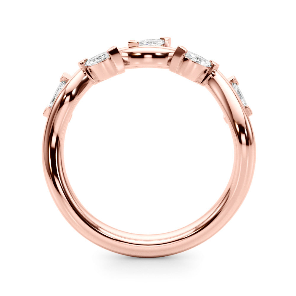 Rose gold Marquise Cut Twisted Band with Prong Setting 1