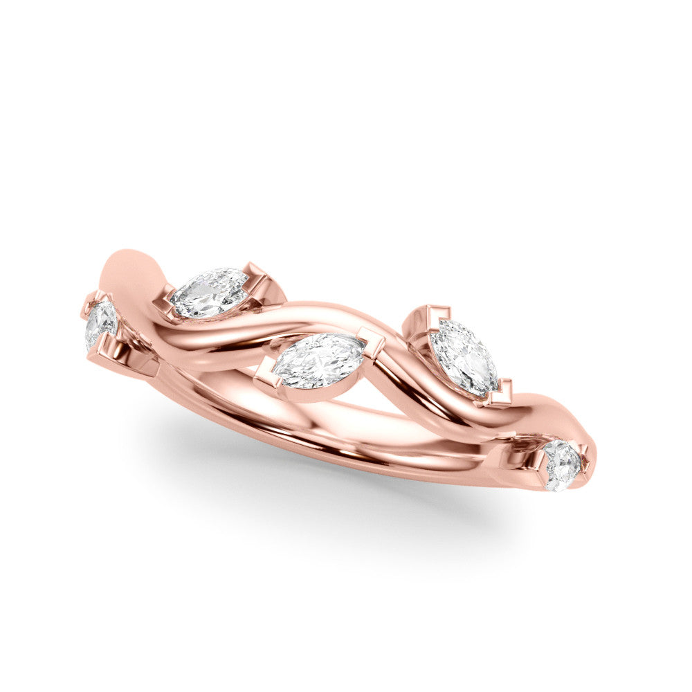 Rose gold Marquise Cut Twisted Band with Prong Setting