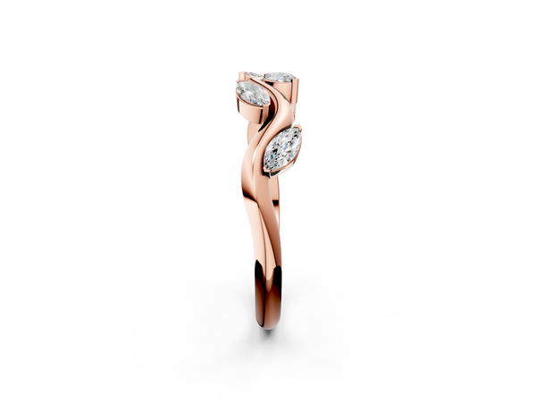 Rose gold Marquise Diamond Twisted Band with Prong Setting