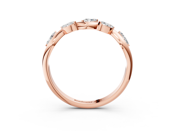 Rose gold Marquise Diamond Twisted Band with Prong Setting