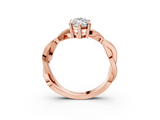 Rose gold Marquise Cut Twisted Pavé Band Solitaire Ring with Four-Prong Setting_116