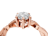 Rose gold Marquise Cut Twisted Pavé Band Solitaire Ring with Four-Prong Setting_117