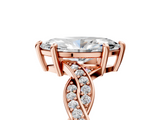 Rose gold Marquise Cut Twisted Pavé Band Solitaire Ring with Four-Prong Setting_118