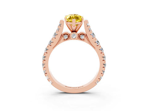 Rose gold Marquise Cut Yellow Sapphire Classic Solitaire Ring with Pavé Band and Four-Prong Setting_15
