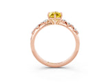 Rose gold Marquise Cut Yellow Sapphire Cluster Side Stone Solitaire Ring with Prong Setting_73
