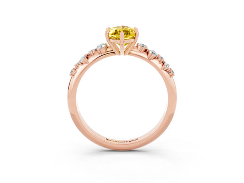 Rose gold Marquise Cut Yellow Sapphire Cluster Side Stone Solitaire Ring with Prong Setting_73