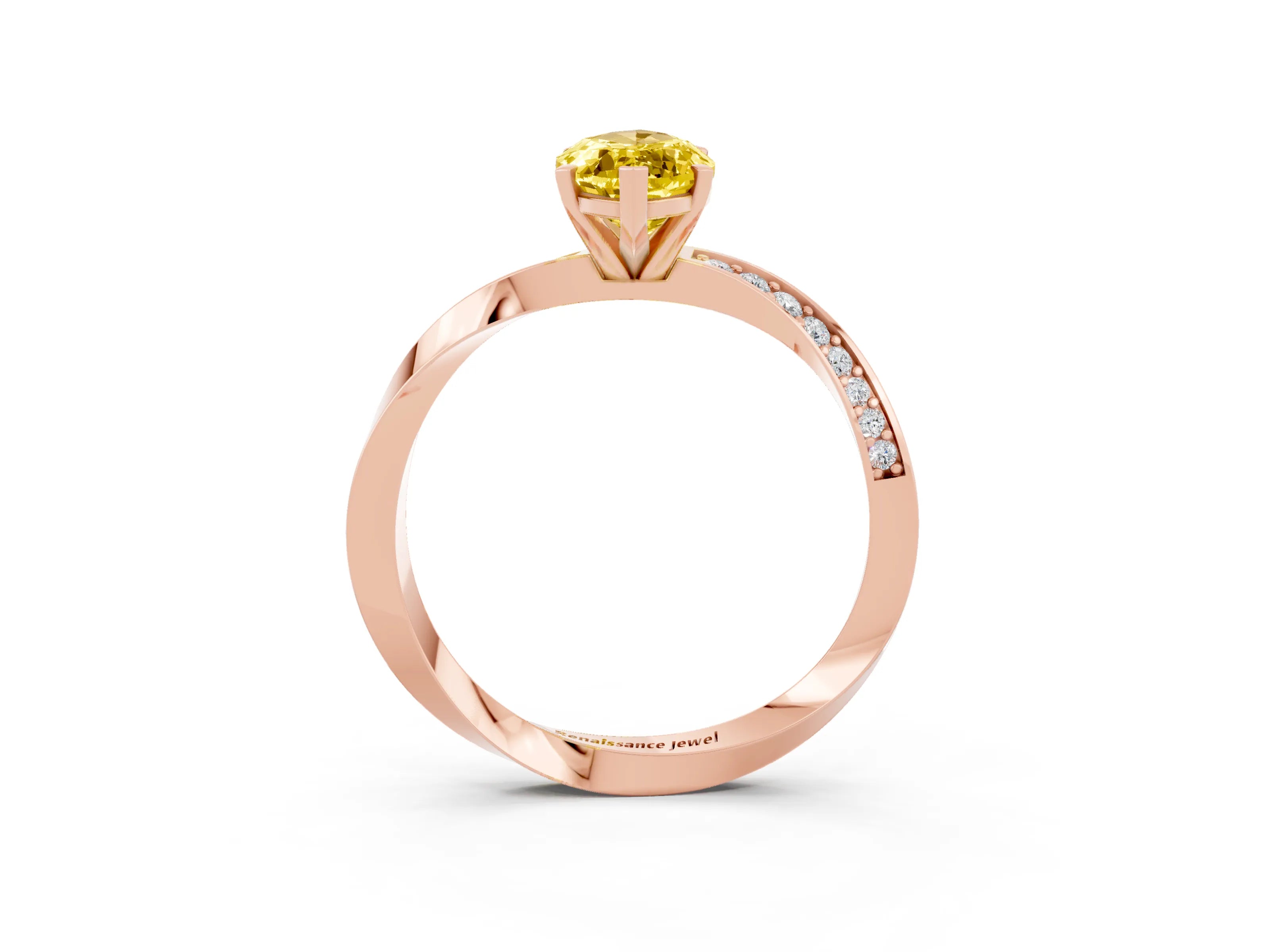 Rose gold Marquise Cut Yellow Sapphire Engagement Ring with Side Stone Accents and Four-Prong Setting_54
