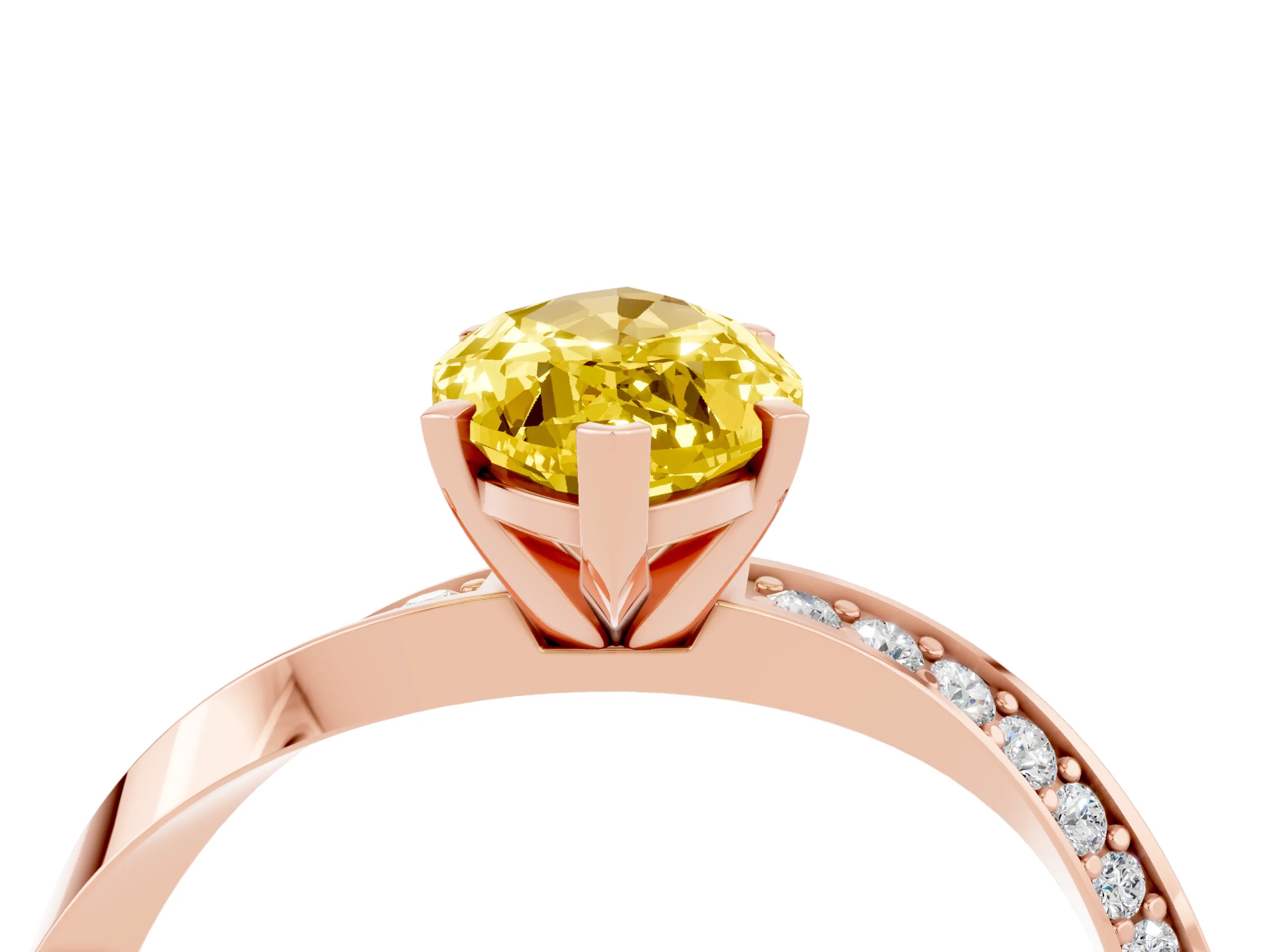 Rose gold Marquise Cut Yellow Sapphire Engagement Ring with Side Stone Accents and Four-Prong Setting_55