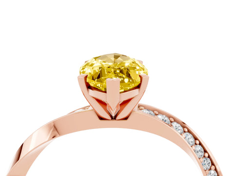 Rose gold Marquise Cut Yellow Sapphire Engagement Ring with Side Stone Accents and Four-Prong Setting_55