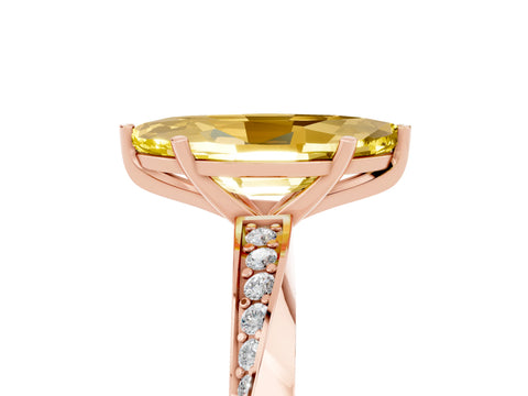 Rose gold Marquise Cut Yellow Sapphire Engagement Ring with Side Stone Accents and Four-Prong Setting_56