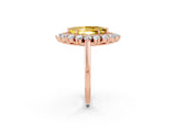 Rose gold Marquise Cut Yellow Sapphire Floral Double Halo Engagement Ring with Prong Setting_63