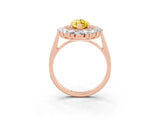 Rose gold Marquise Cut Yellow Sapphire Floral Double Halo Engagement Ring with Prong Setting_64