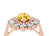 Rose gold Marquise Cut Yellow Sapphire Floral Double Halo Engagement Ring with Prong Setting_65