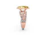 Rose gold Marquise Cut Yellow Sapphire Halo Ring with Round Split Shank and Prong Setting_66