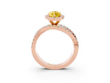 Rose gold Marquise Cut Yellow Sapphire Halo Ring with Round Split Shank and Prong Setting_67