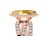 Rose gold Marquise Cut Yellow Sapphire Halo Ring with Round Split Shank and Prong Setting_69