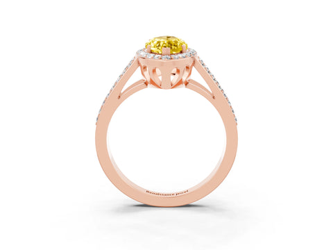 Rose gold Marquise Cut Yellow Sapphire Halo Ring with Split Shank U-Prong Band and Four-Prong Setting_3