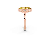 Rose gold Marquise Cut Yellow Sapphire Halo Ring with Tapered Band and Four-Prong Setting_2