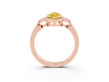 Rose gold Marquise Cut Yellow Sapphire Halo Ring with Tapered Band and Four-Prong Setting_3