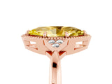 Rose gold Marquise Cut Yellow Sapphire Halo Ring with Tapered Band and Four-Prong Setting_5