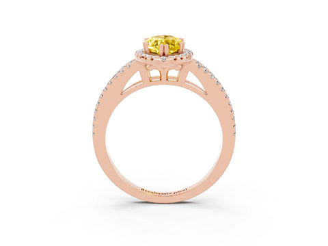 Rose gold Marquise Cut Yellow Sapphire Halo Split Shank Engagement Ring_15