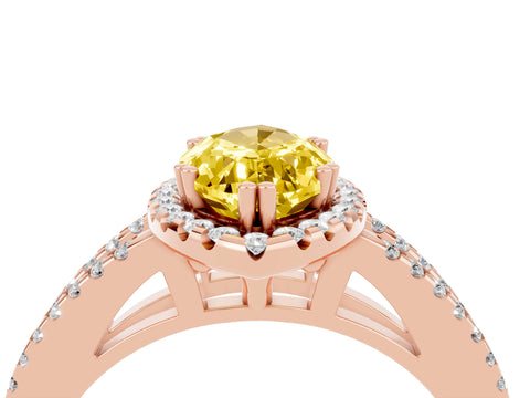 Rose gold Marquise Cut Yellow Sapphire Halo Split Shank Engagement Ring_16