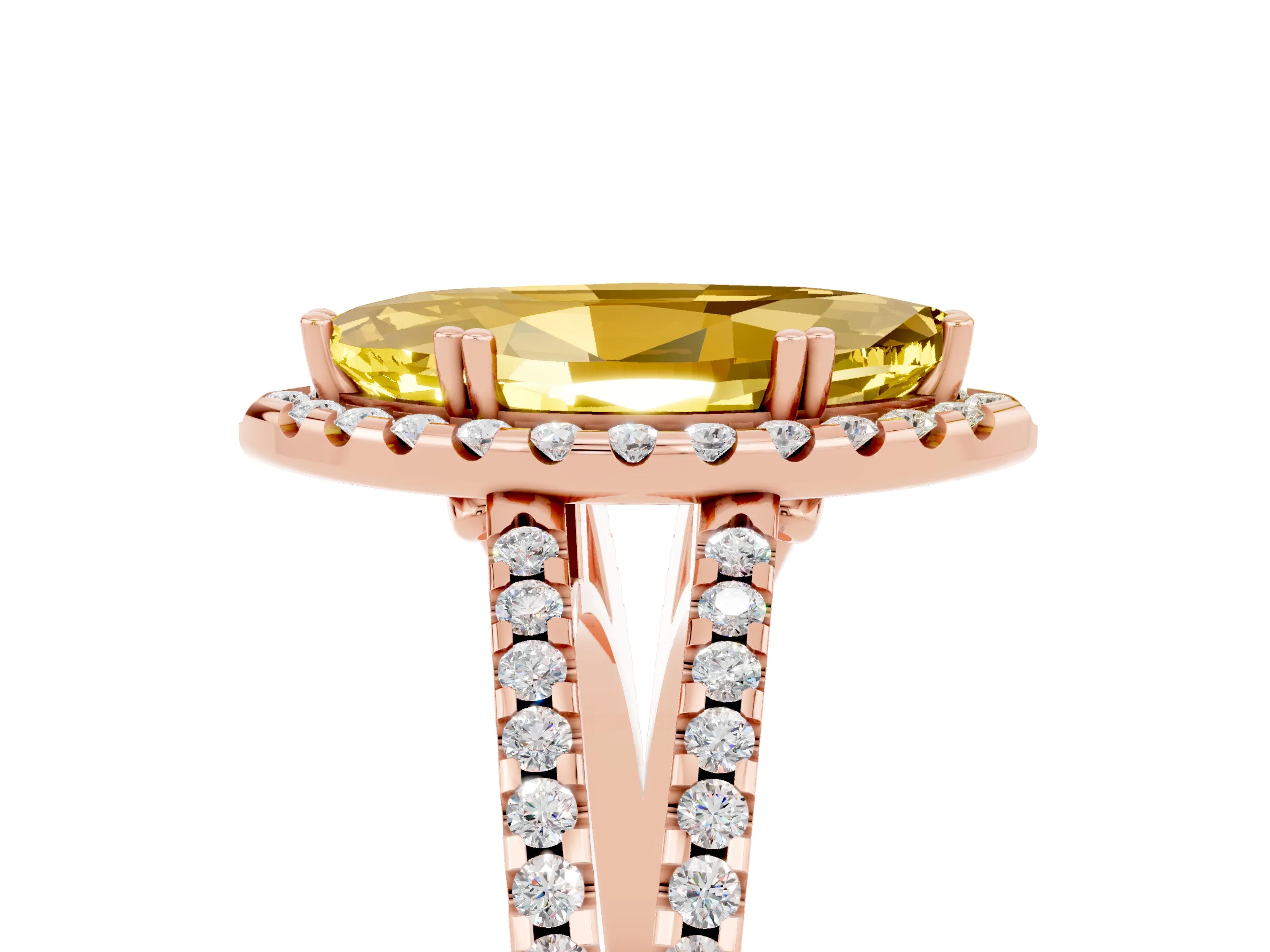 Rose gold Marquise Cut Yellow Sapphire Halo Split Shank Engagement Ring_17