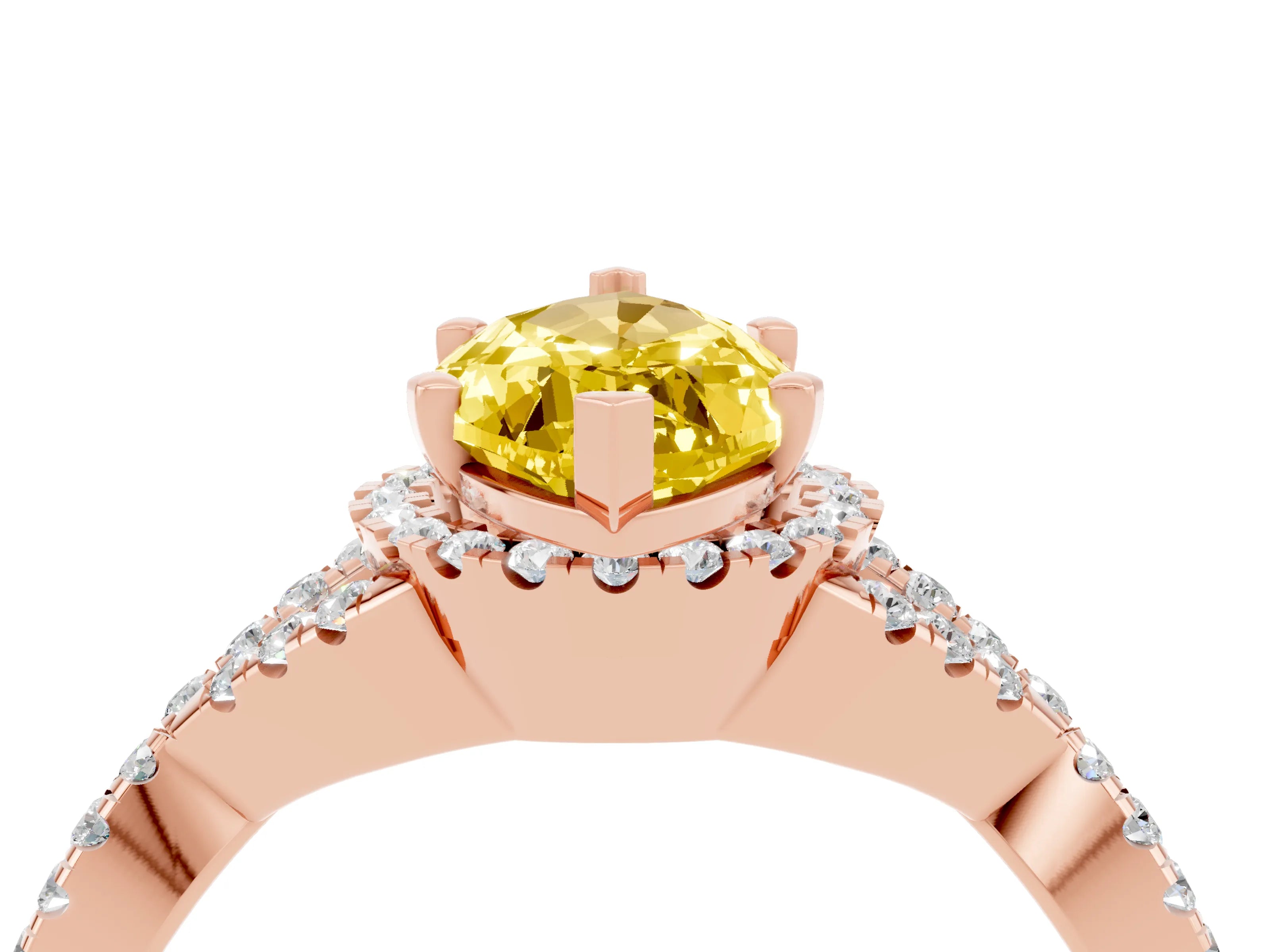 Rose gold Marquise Cut Yellow Sapphire Halo Twist Band Solitaire Prong Setting Ring_28