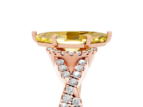 Rose gold Marquise Cut Yellow Sapphire Halo Twist Band Solitaire Prong Setting Ring_29