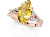 Rose gold Marquise Cut Yellow Sapphire  Halo Twist Band Solitaire Prong Setting Ring_43