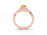 Rose gold Marquise Cut Yellow Sapphire  Halo Twist Band Solitaire Prong Setting Ring_45