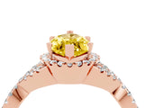 Rose gold Marquise Cut Yellow Sapphire  Halo Twist Band Solitaire Prong Setting Ring_46