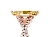 Rose gold Marquise Cut Yellow Sapphire  Halo Twist Band Solitaire Prong Setting Ring_47