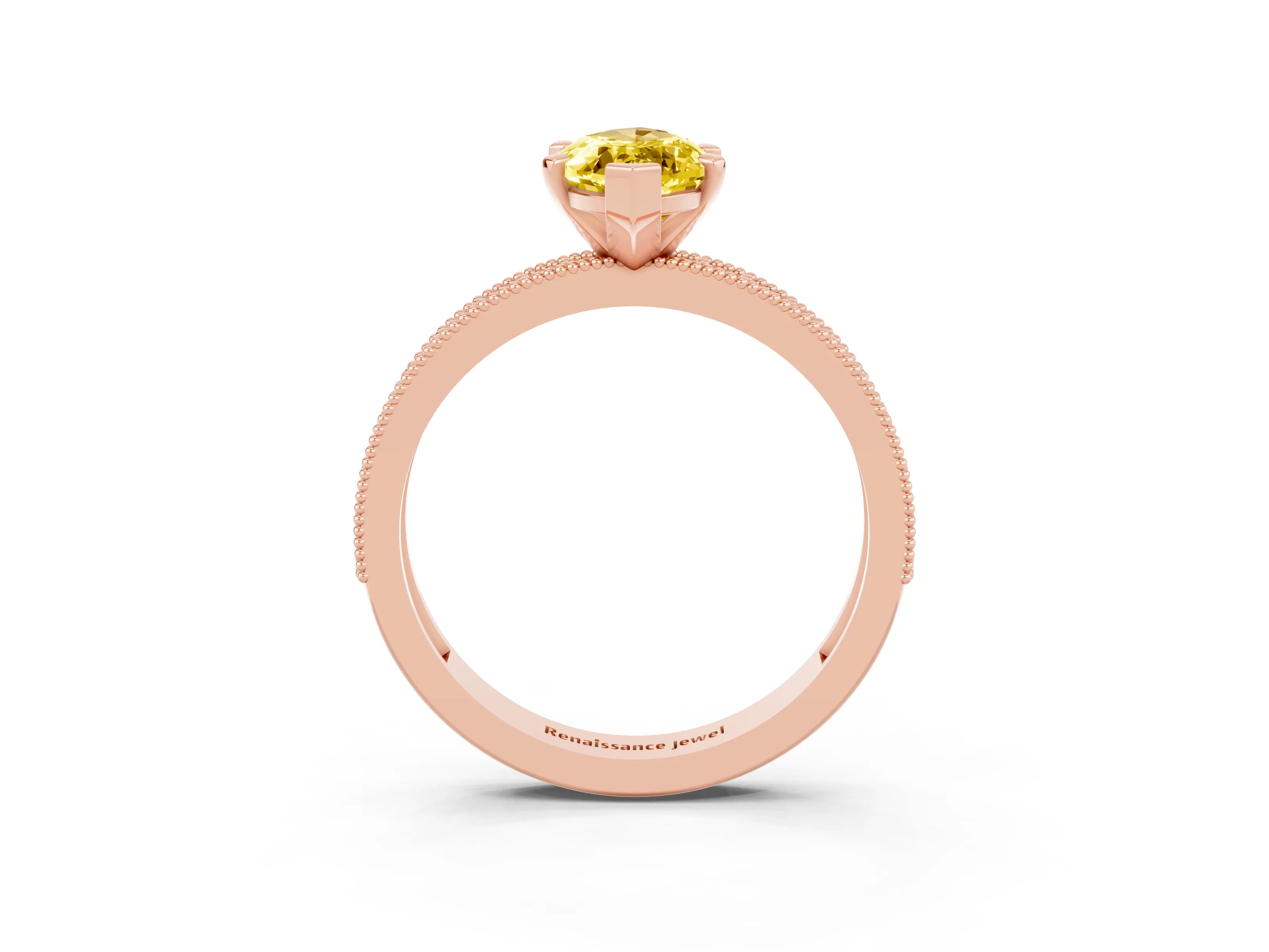 Rose gold Marquise Cut Yellow Sapphire Milgrain Pavé Engagement Ring with Four-Prong Setting_27
