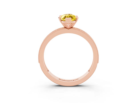 Rose gold Marquise Cut Yellow Sapphire Milgrain Pavé Engagement Ring with Four-Prong Setting_27