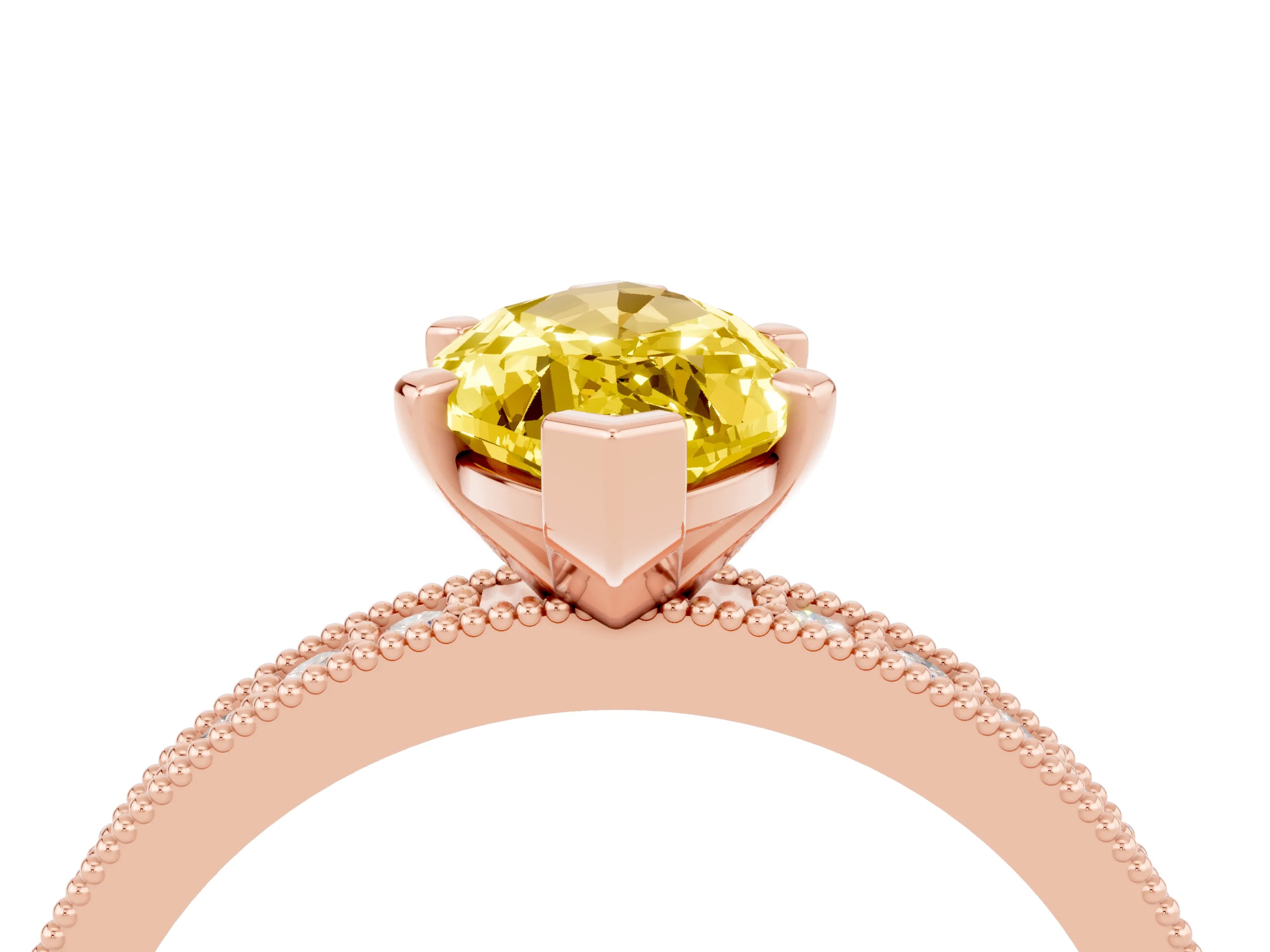 Rose gold Marquise Cut Yellow Sapphire Milgrain Pavé Engagement Ring with Four-Prong Setting_28