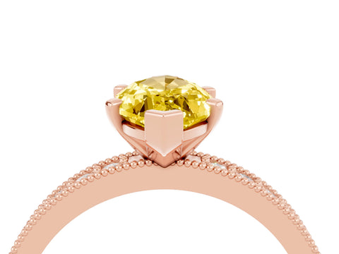 Rose gold Marquise Cut Yellow Sapphire Milgrain Pavé Engagement Ring with Four-Prong Setting_28