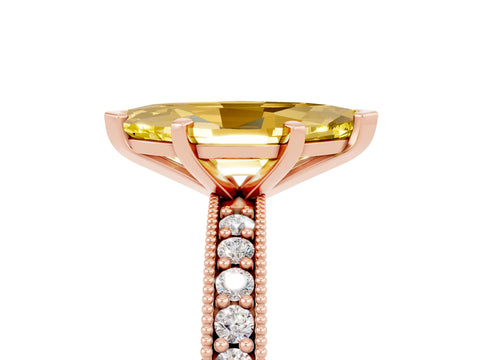 Rose gold Marquise Cut Yellow Sapphire Milgrain Pavé Engagement Ring with Four-Prong Setting_29