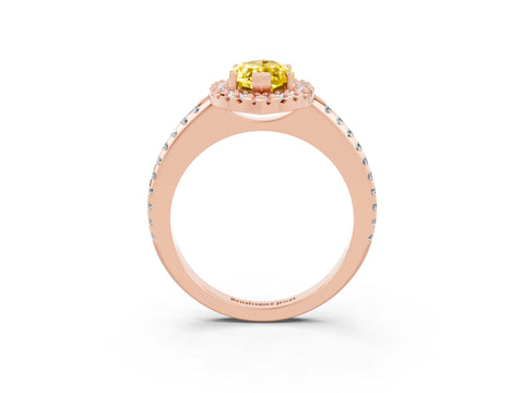 Rose gold Marquise Cut Yellow Sapphire Pavé Halo Ring with Four-Prong Setting_15
