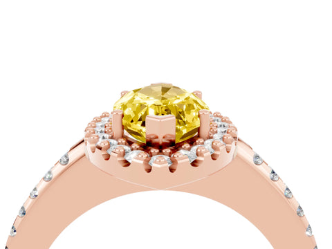 Rose gold Marquise Cut Yellow Sapphire Pavé Halo Ring with Four-Prong Setting_16